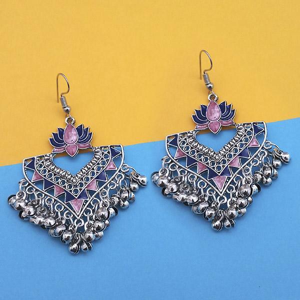 Tip Top Fashions Pink And Blue Meenakari Afghani Earrings - 1312428A