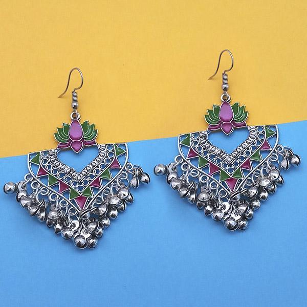 Tip Top Fashions Green And Pink Meenakari Afghani Earrings - 1312428D