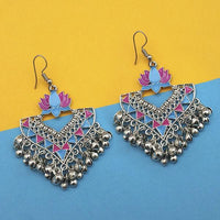 Jeweljunk Blue And Pink Meenakari Afghani Earrings - 1312428F