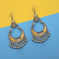 Jeweljunk Yellow Silver Plated Meenakari Afghani Earrings - 1312432C