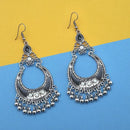 Jeweljunk Black Silver Plated Meenakari Afghani Earrings - 1312432E