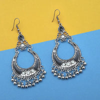 Jeweljunk Black Silver Plated Meenakari Afghani Earrings - 1312432E