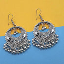Jeweljunk Black And White Silver Plated Meenakari Afghani Earrings - 1312439D