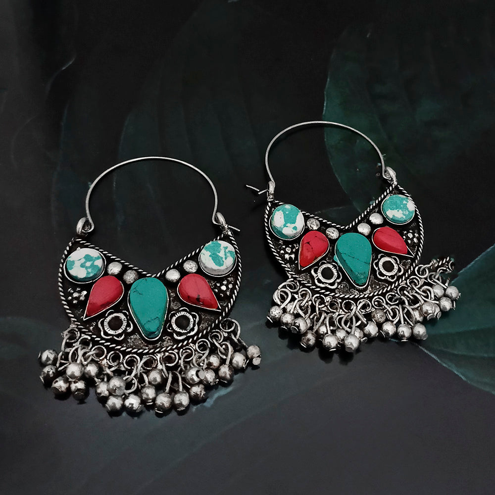 Jeweljunk Multicolor Beads Oxidised Afghani Earrings