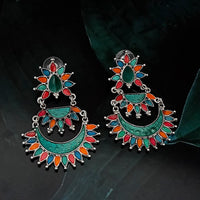 Jeweljunk Meenakari  Oxidised Afghani Dangler Earrings