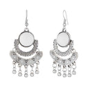Jeweljunk White Meenakari Rhodium Plated Afghani Earrings - 1312502B