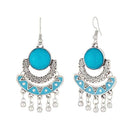 Jeweljunk Blue Meenakari Rhodium Plated Afghani Earrings - 1312502D