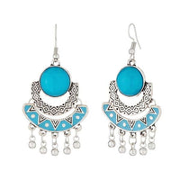 Jeweljunk Blue Meenakari Rhodium Plated Afghani Earrings - 1312502D