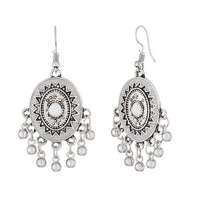 Jeweljunk White Meenakari Rhodium Plated Afghani Earrings - 1312503B