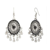 Jeweljunk Black Meenakari Rhodium Plated Afghani Earrings - 1312503E