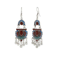 Jeweljunk Meenakari Rhodium Plated Afghani Earrings - 1312506A