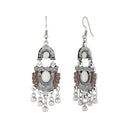Jeweljunk White Meenakari Rhodium Plated Afghani Earrings - 1312506C