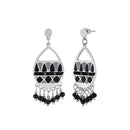 Urthn Black Meenakari Silver Plated Dangler Earrings - 1312509B