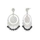 Urthn Black Beads Silver Plated Dangler Earrings - 1312511B