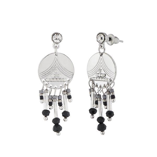 Urthn Austrian Stone Black Beads Dangler Earrings