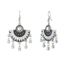 Jeweljunk White Meenakari Rhodium Plated Afghani Earrings - 1312527B