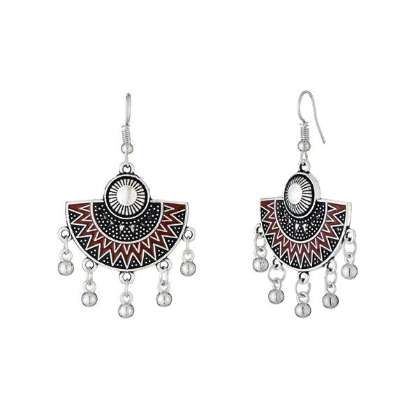 Jeweljunk Rhodium Plated Meenakari Afghani Earrings - 1312527C