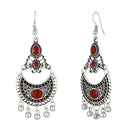 Jeweljunk Maroon Meenakari Rhodium Plated Afghani Earrings - 1312529A