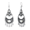 Jeweljunk Rhodium Plated White Meenakari Afghani Earrings - 1312529B
