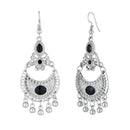 Jeweljunk Black Meenakari Rhodium Plated Afghani Earrings - 1312529C