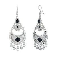 Jeweljunk Black Meenakari Rhodium Plated Afghani Earrings - 1312529C