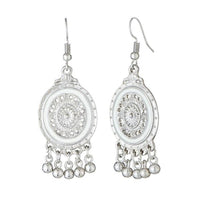Jeweljunk Rhodium Plated White Meenakari Afghani Earrings - 1312530C