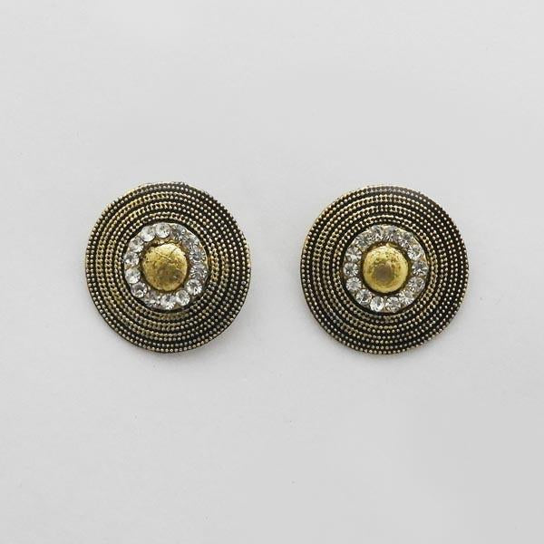 Kriaa Antique Gold Plated Austrian Stone Stud Earrings - 1312602