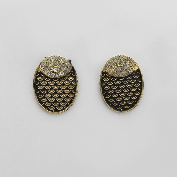Kriaa Antique Gold Plated Austrian Stone Stud Earrings - 1312604