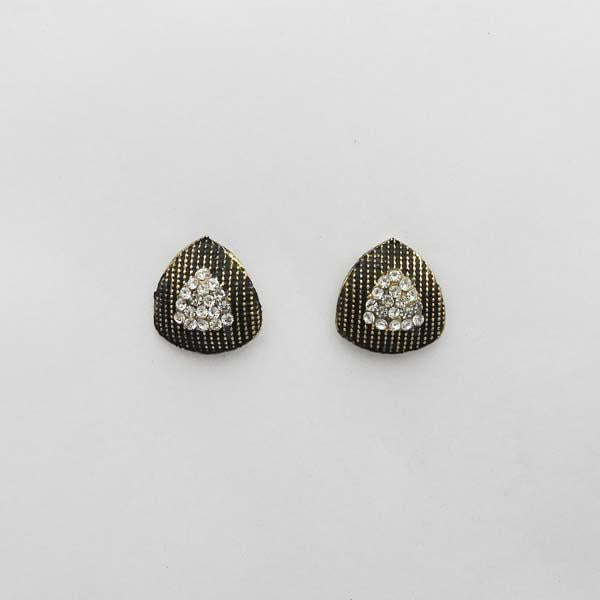 Kriaa Antique Gold Plated Austrian Stone Stud Earrings - 1312606
