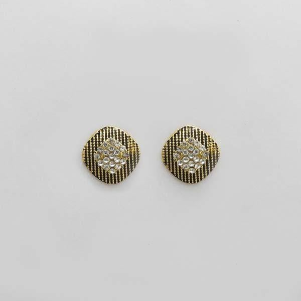 Kriaa Austrian Stone Antique Gold Plated Stud Earrings - 1312607