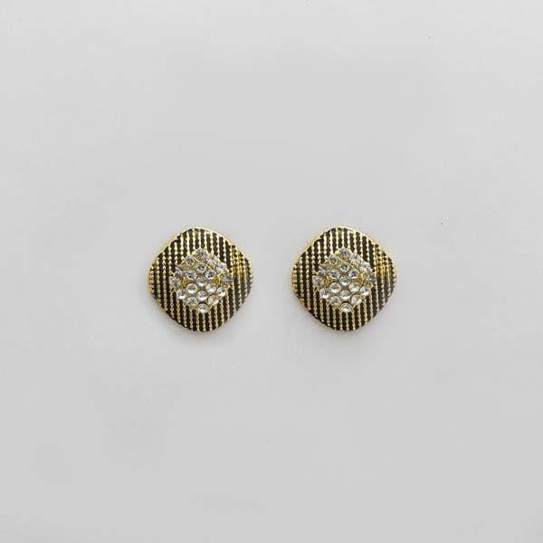 Kriaa Austrian Stone Antique Gold Plated Stud Earrings - 1312607