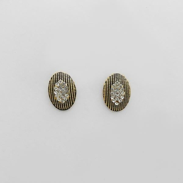 Kriaa Antique Gold Plated Austrian Stone Stud Earrings - 1312608