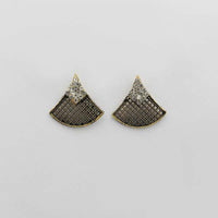 Kriaa Antique Gold Plated Austrian Stone Stud Earrings - 1312612
