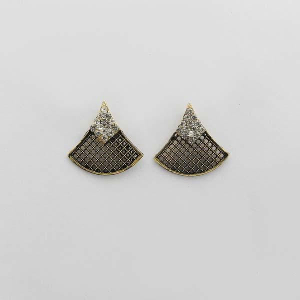 Kriaa Antique Gold Plated Austrian Stone Stud Earrings - 1312612