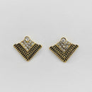 Kriaa Antique Gold Plated Austrian Stone Stud Earrings - 1312616