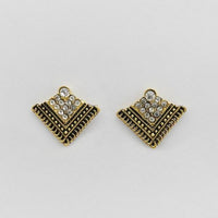 Kriaa Antique Gold Plated Austrian Stone Stud Earrings - 1312616