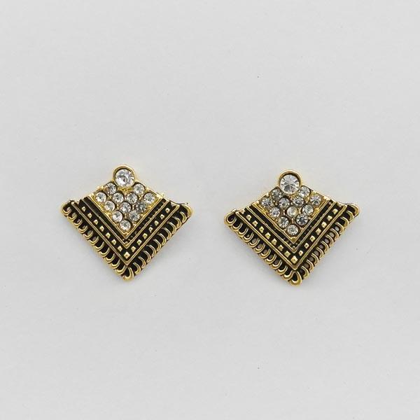 Kriaa Antique Gold Plated Austrian Stone Stud Earrings - 1312616