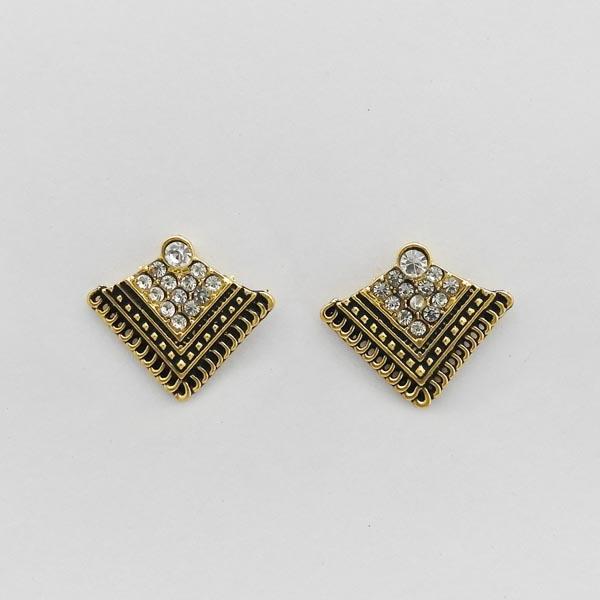 Kriaa Antique Gold Plated Austrian Stone Stud Earrings - 1312616