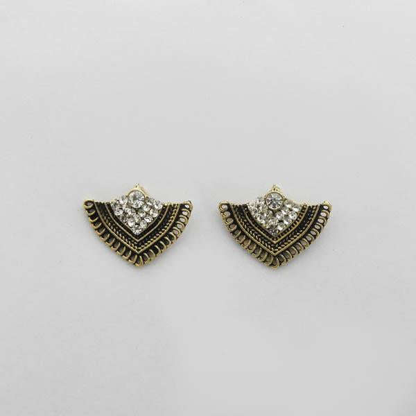 Kriaa Antique Gold Plated Austrian Stone Stud Earrings - 1312618
