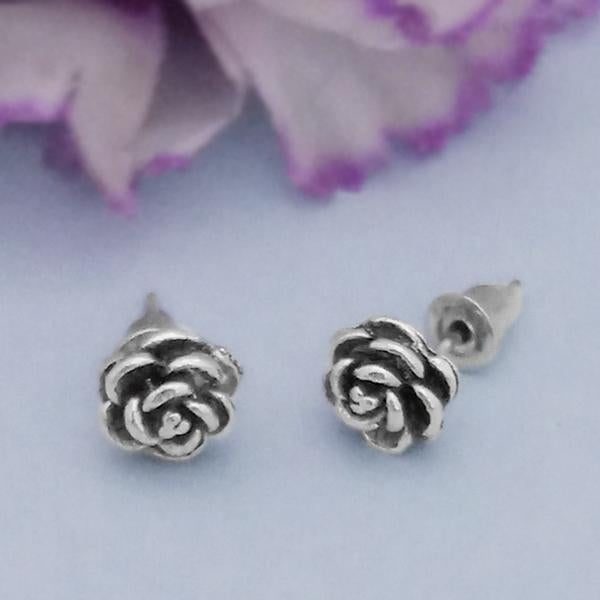 Kriaa Silver Plated Floral Stud Earrings
