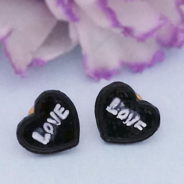 Kriaa Gold Plated " Love " Heart Shape Stud Earrings