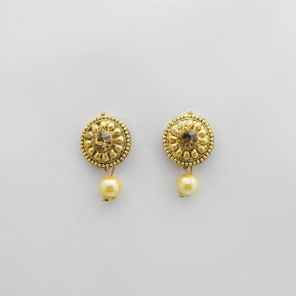 Kriaa Brown Austrian Stone Gold Plated Stud Earrings - 1312702E