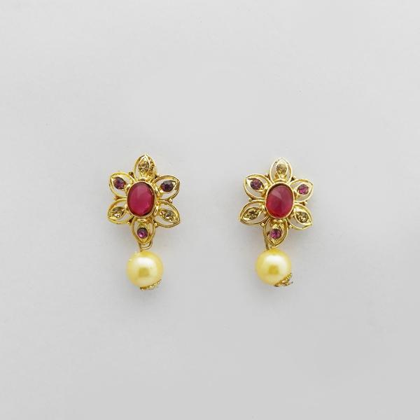 Kriaa Purple Austrian Stone Gold Plated Stud Earrings - 1312706B