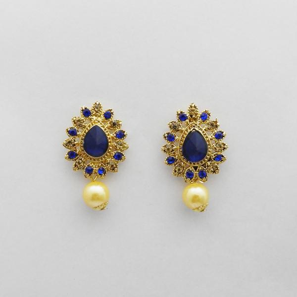 Kriaa Gold Plated Blue Austrian Stone Stud Earrings - 1312707B