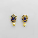 Kriaa Blue Austrian Stone Gold Plated Stud Earrings - 1312708B