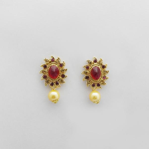 Kriaa Purple Austrian Stone Gold Plated Stud Earrings - 1312708C