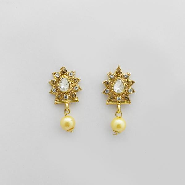 Kriaa White Austrian Stone Gold Plated Stud Earrings - 1312709F