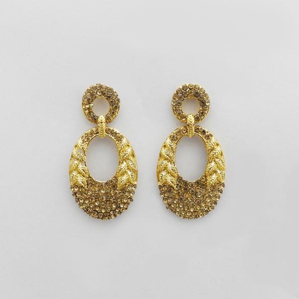 Kriaa Brown Austrian Stone Gold Plated Dangler Earrings - 1312711A