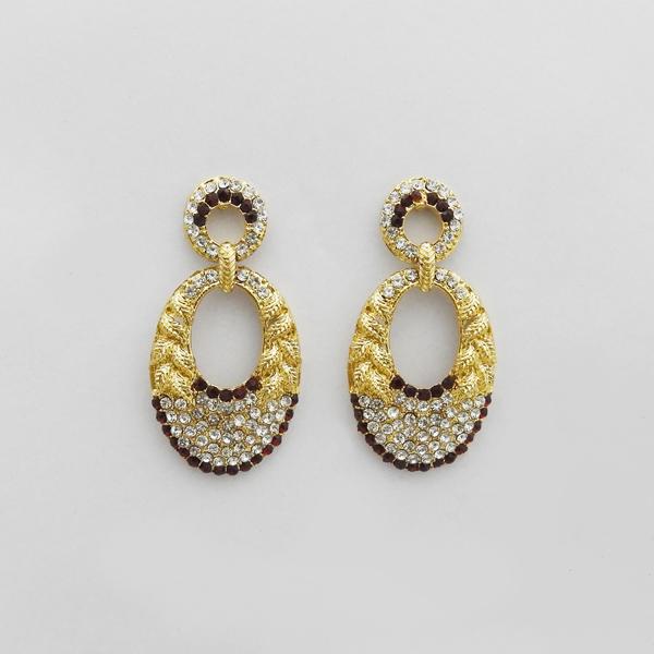 Kriaa Maroon Austrian Stone Gold Plated Dangler Earrings - 1312711J