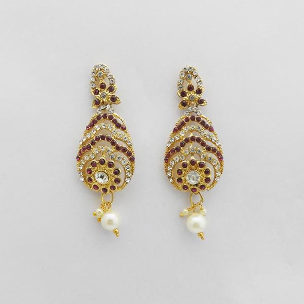 Kriaa Gold Plated Purple Austrian Stone Dangler Earrings - 1312712K
